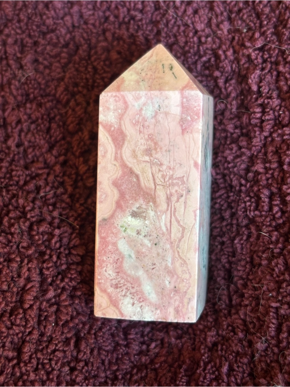 Light Pink Rhodonite Point Crystal Tower - Picture 6 of 7